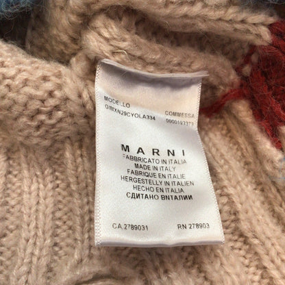 Marni Pink Cable Knit Alpaca Wool Asymmetrical Distressed Jumper Size Ch52
