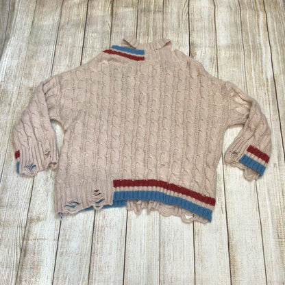Marni Pink Cable Knit Alpaca Wool Asymmetrical Distressed Jumper Size Ch52