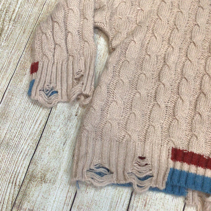 Marni Pink Cable Knit Alpaca Wool Asymmetrical Distressed Jumper Size Ch52