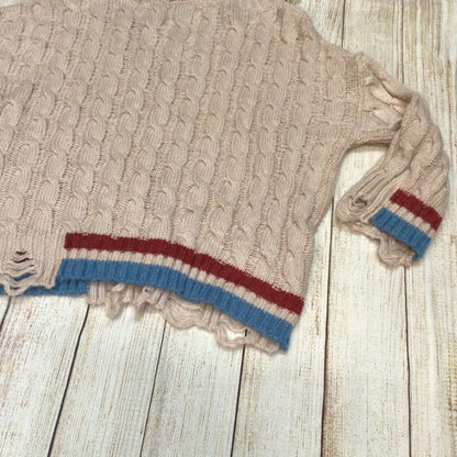 Marni Pink Cable Knit Alpaca Wool Asymmetrical Distressed Jumper Size Ch52