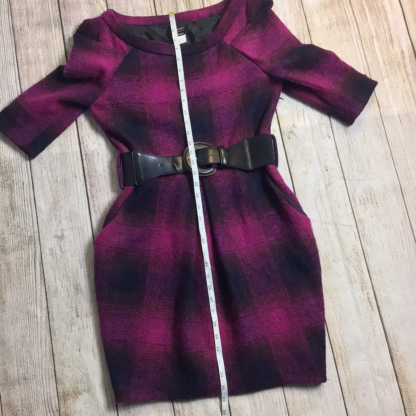 Miss Sixty Pink & Black Wool Blend Dress w/Belt Size M