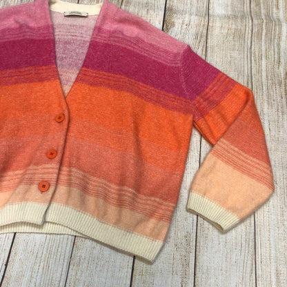 Dorothee Schumacher Pink Orange Sunset Hue Ombre Mohair Wool Cardigan Size 4