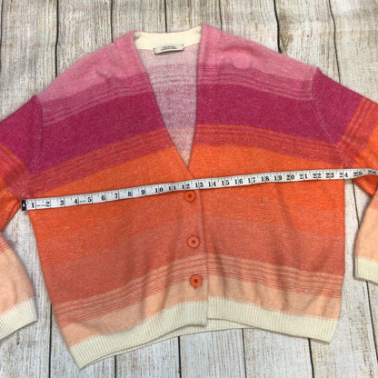 Dorothee Schumacher Pink Orange Sunset Hue Ombre Mohair Wool Cardigan Size 4