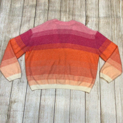 Dorothee Schumacher Pink Orange Sunset Hue Ombre Mohair Wool Cardigan Size 4