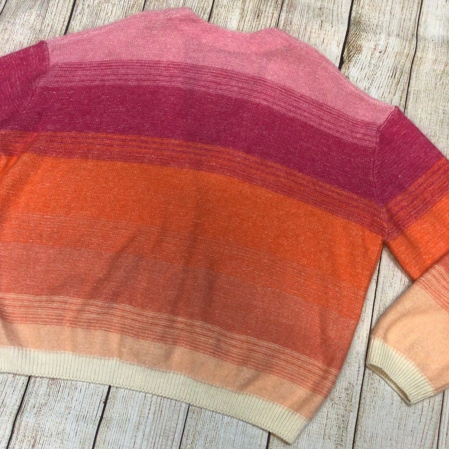 Dorothee Schumacher Pink Orange Sunset Hue Ombre Mohair Wool Cardigan Size 4