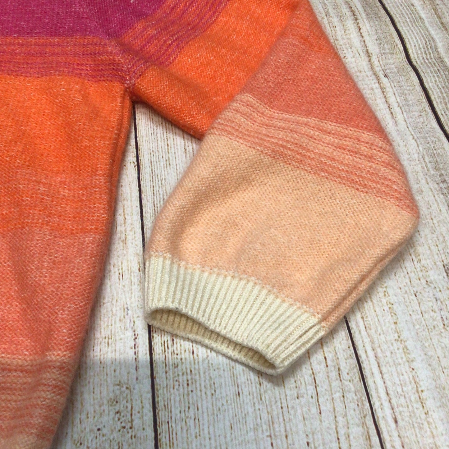 Dorothee Schumacher Pink Orange Sunset Hue Ombre Mohair Wool Cardigan Size 4