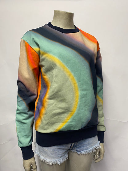 Paul Smith Multicolour Cotton Swirl Spray Crew Neck Sweater Small