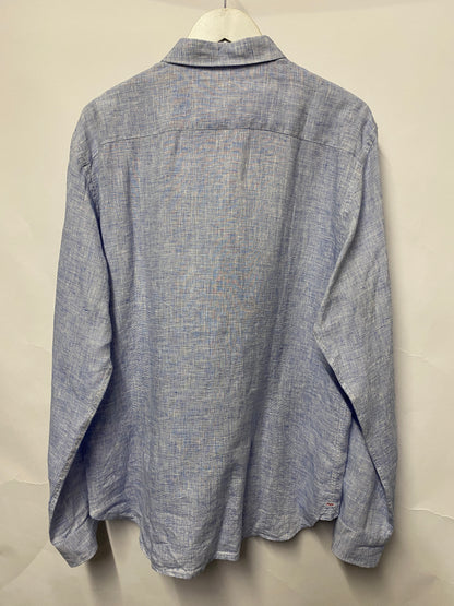 Orlebar Brown Blue Linen Long Sleeve Shirt XL
