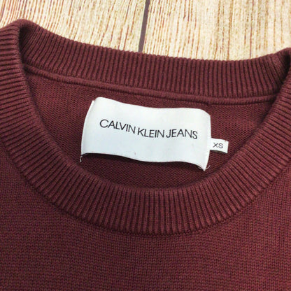 Calvin Klein Jeans Burgundy 100% Cotton Jumper Size XS