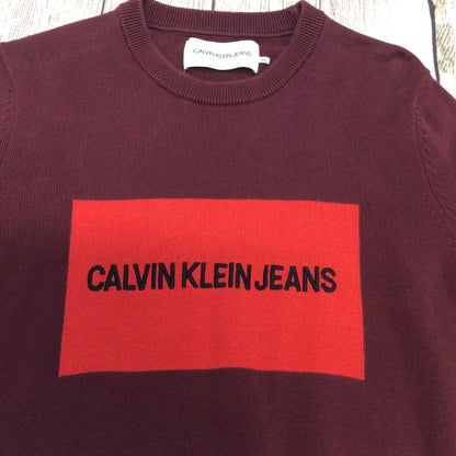 Calvin Klein Jeans Burgundy 100% Cotton Jumper Size XS