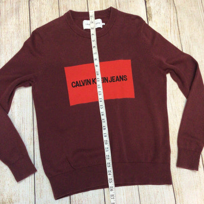 Calvin Klein Jeans Burgundy 100% Cotton Jumper Size XS