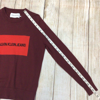 Calvin Klein Jeans Burgundy 100% Cotton Jumper Size XS