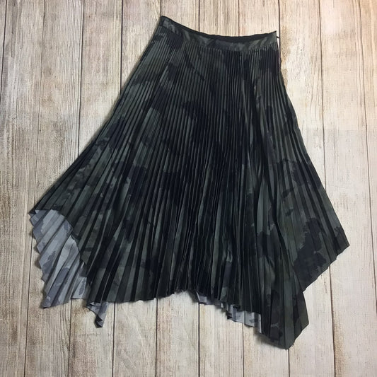 AllSaints Lerin Tranquil Green Camouflage Print Plisse Skirt Size 8