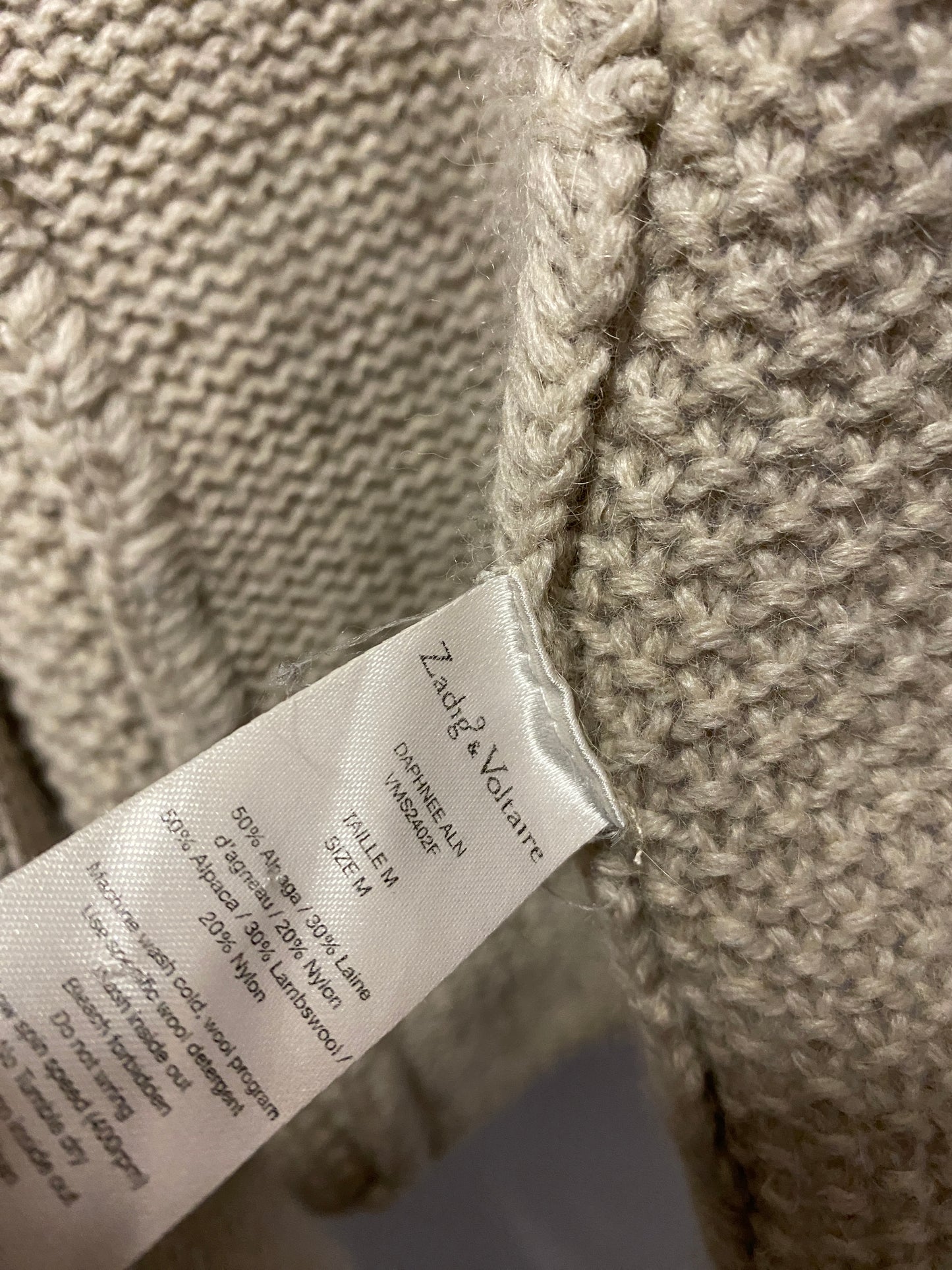 Zadig and Voltaire Beige Long Alpaca and Lambswool Cardigan Medium