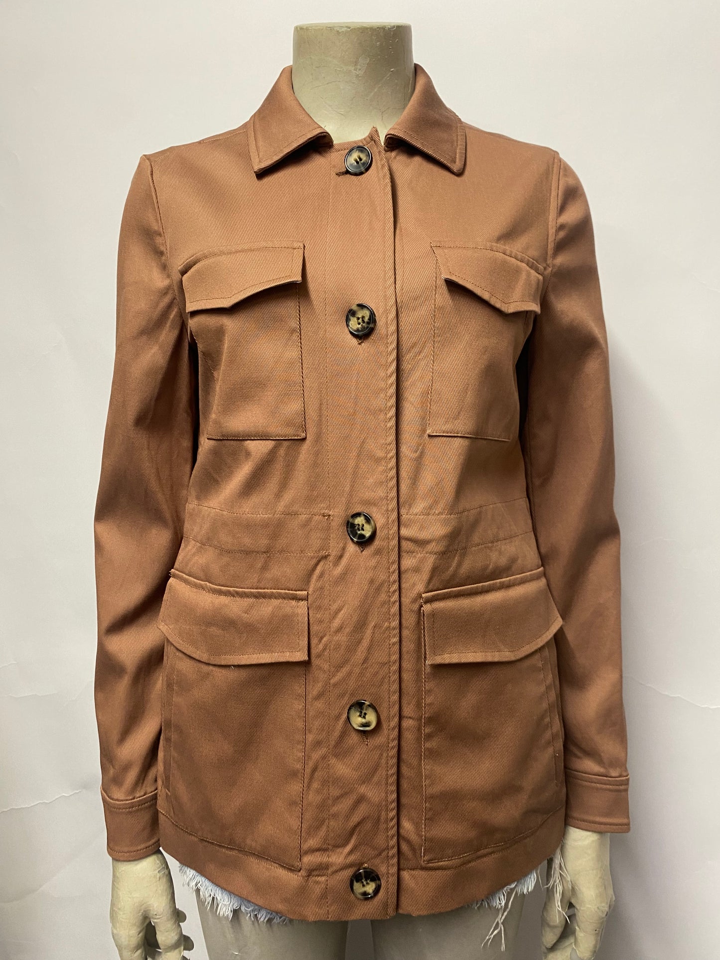 ME+EM Brown Cotton Blend Utility Jacket 6