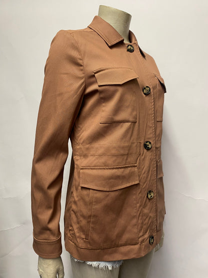 ME+EM Brown Cotton Blend Utility Jacket 6