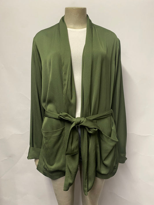 American Vintage Khaki Green Satin Loose Fit Blazer XS/S