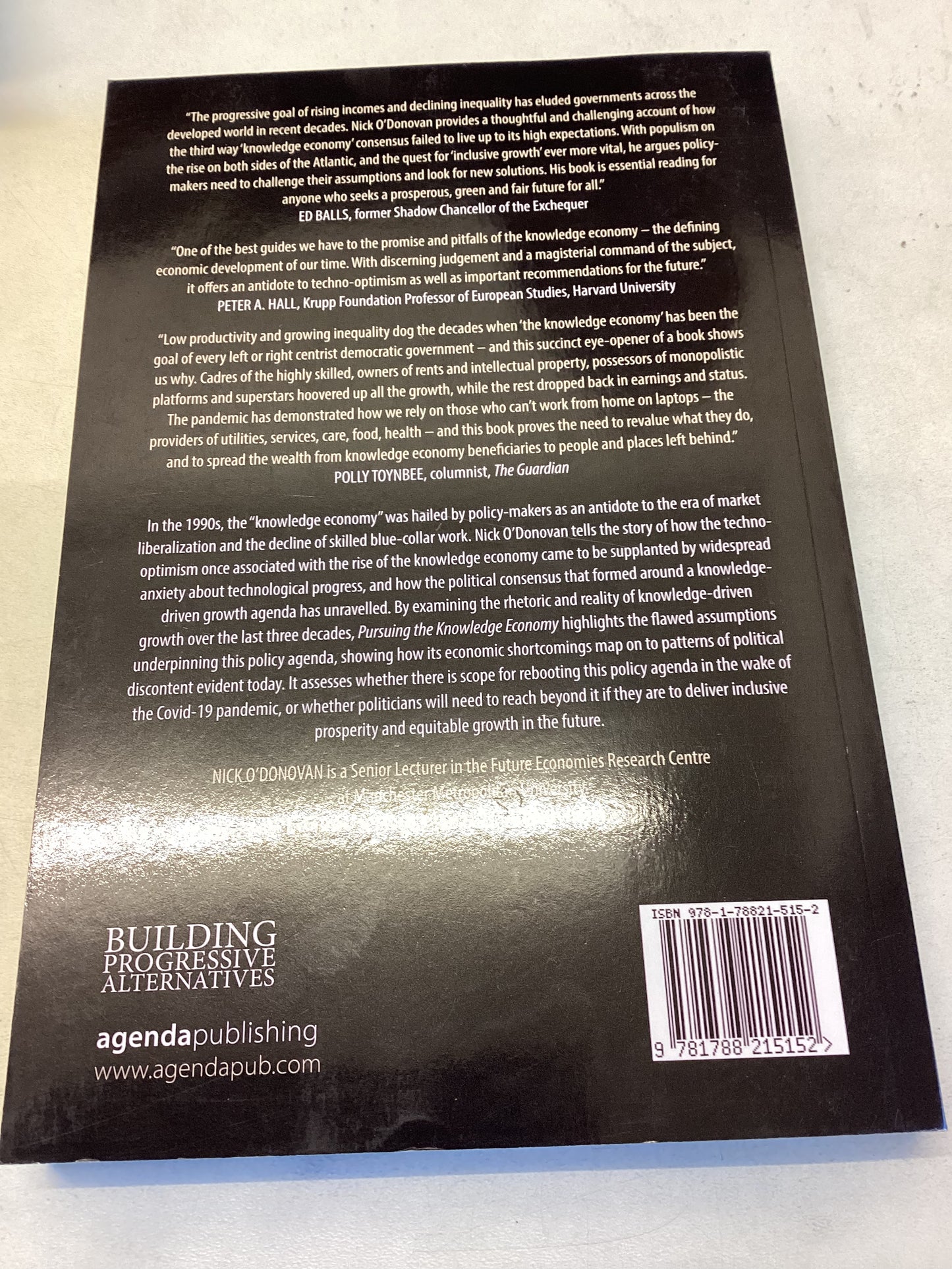 Pursuing The Knowledge Economy A Sympathetic History of High-Skill, High-Wage Hubris Nick O'Donovan
