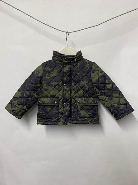 Burberry Black and Green Camouflage Quilted Jacket 18m