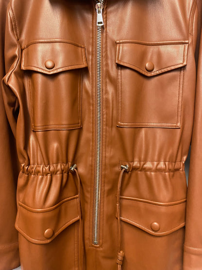 Warehouse Brown Faux Leather Jumpsuit/Boilersuit 8