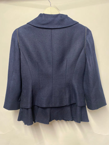 Kay Unger Blue Silk Knit Vintage Skirt Suit 12