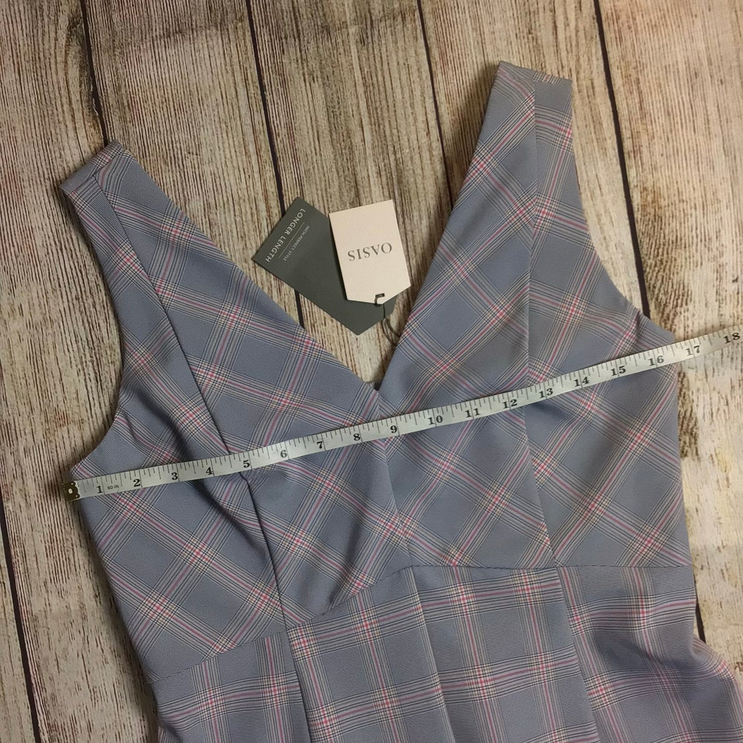 BNWT Oasis Grey & Pink Checked Dress RRP £45 Size 10