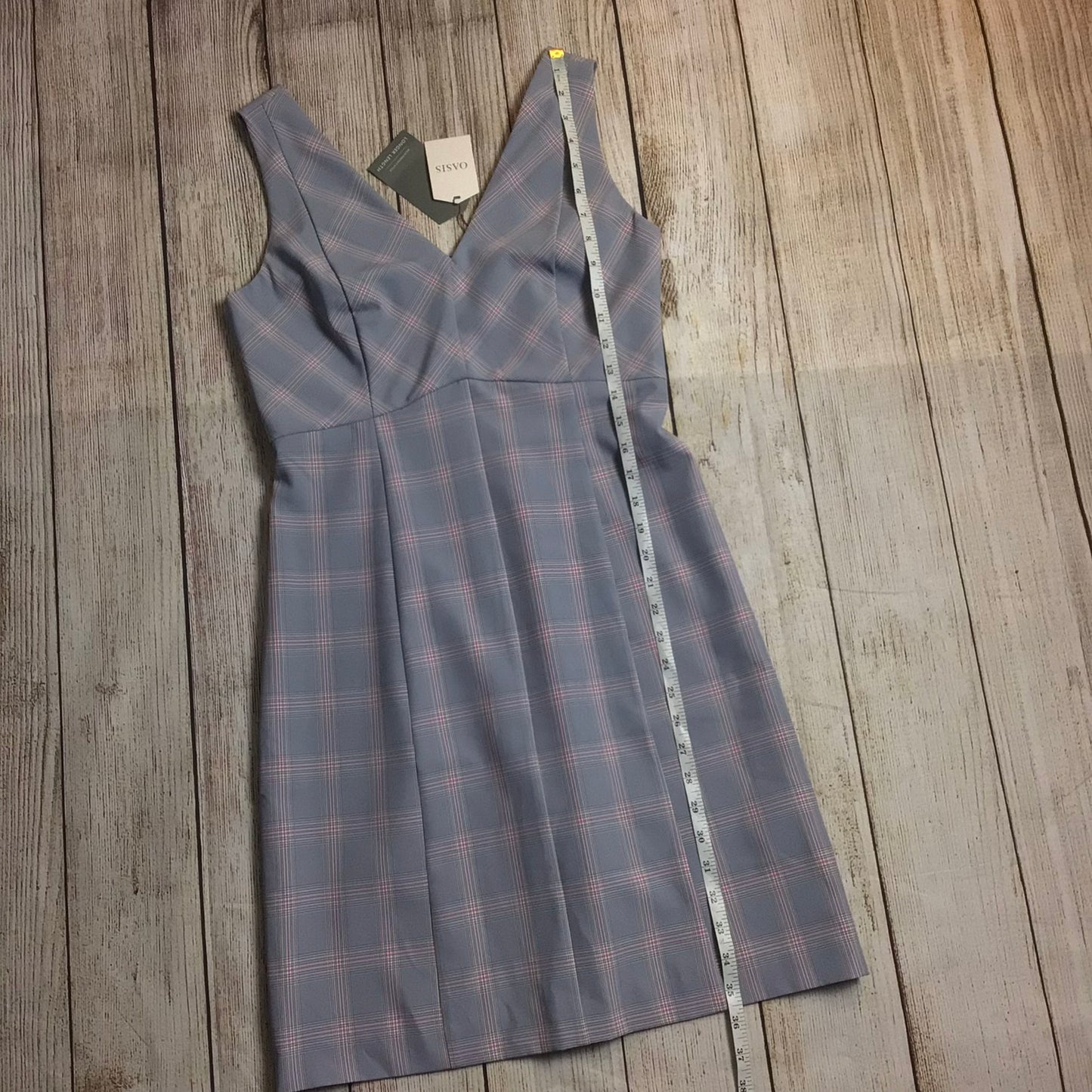 BNWT Oasis Grey & Pink Checked Dress RRP £45 Size 10