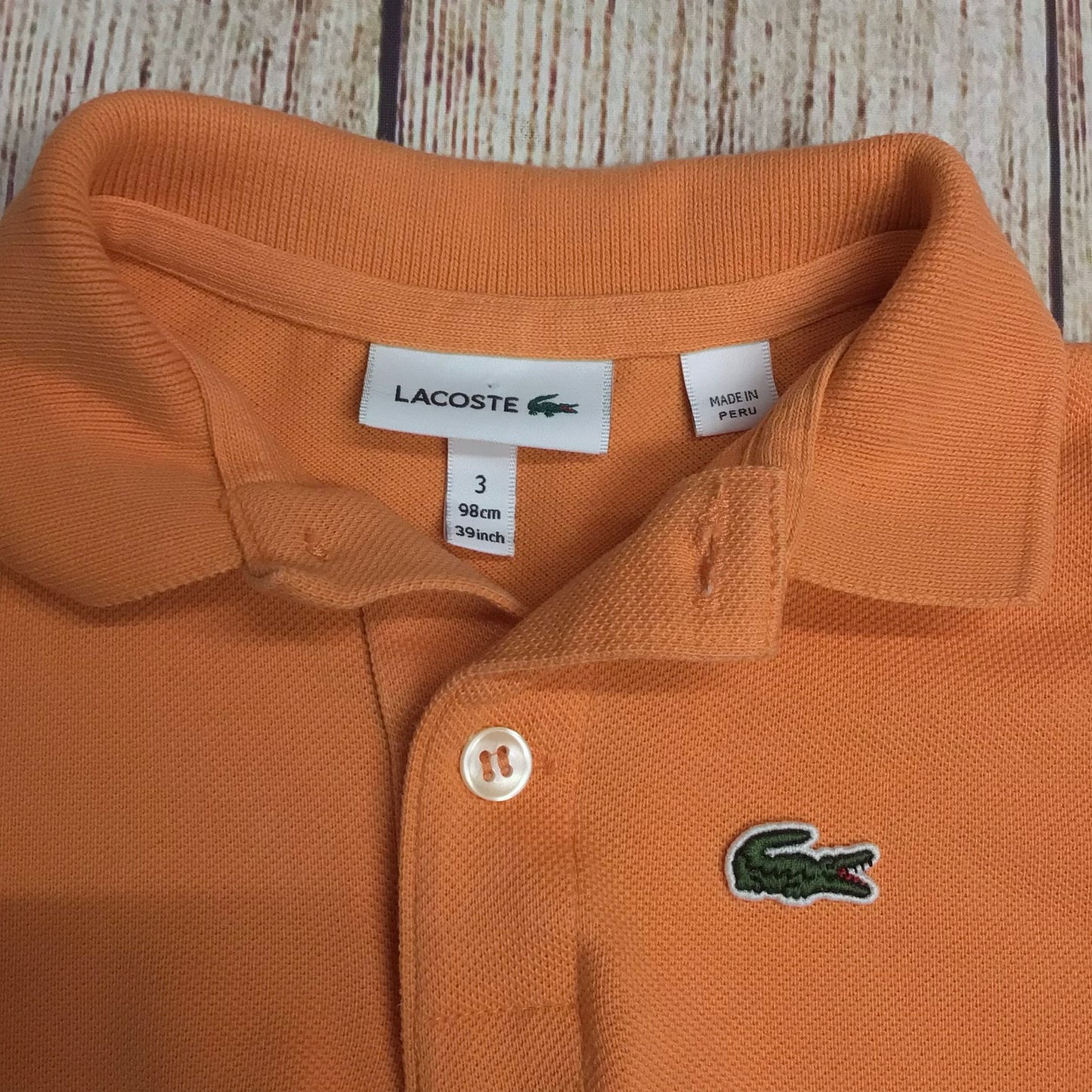 Lacoste Orange 100% Cotton Polo Shirt Top Age 3yrs