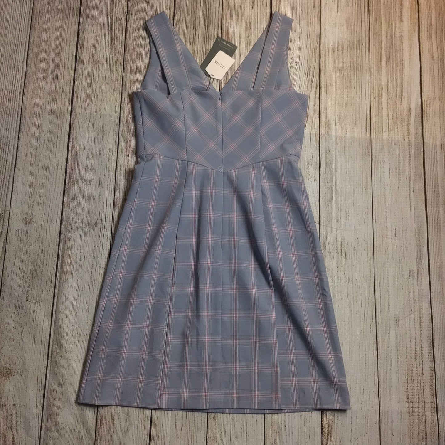 BNWT Oasis Grey & Pink Checked Dress RRP £45 Size 10