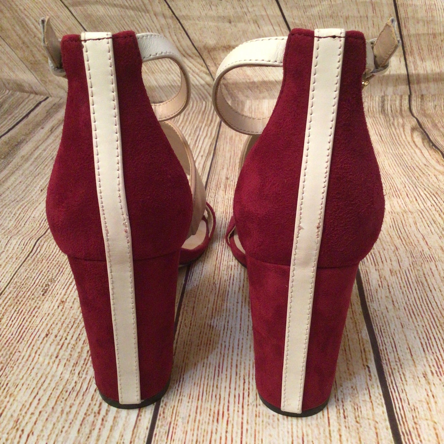 Nine West Pink Red Nohea Sling Back Sandals Heels Size 4.5 UK