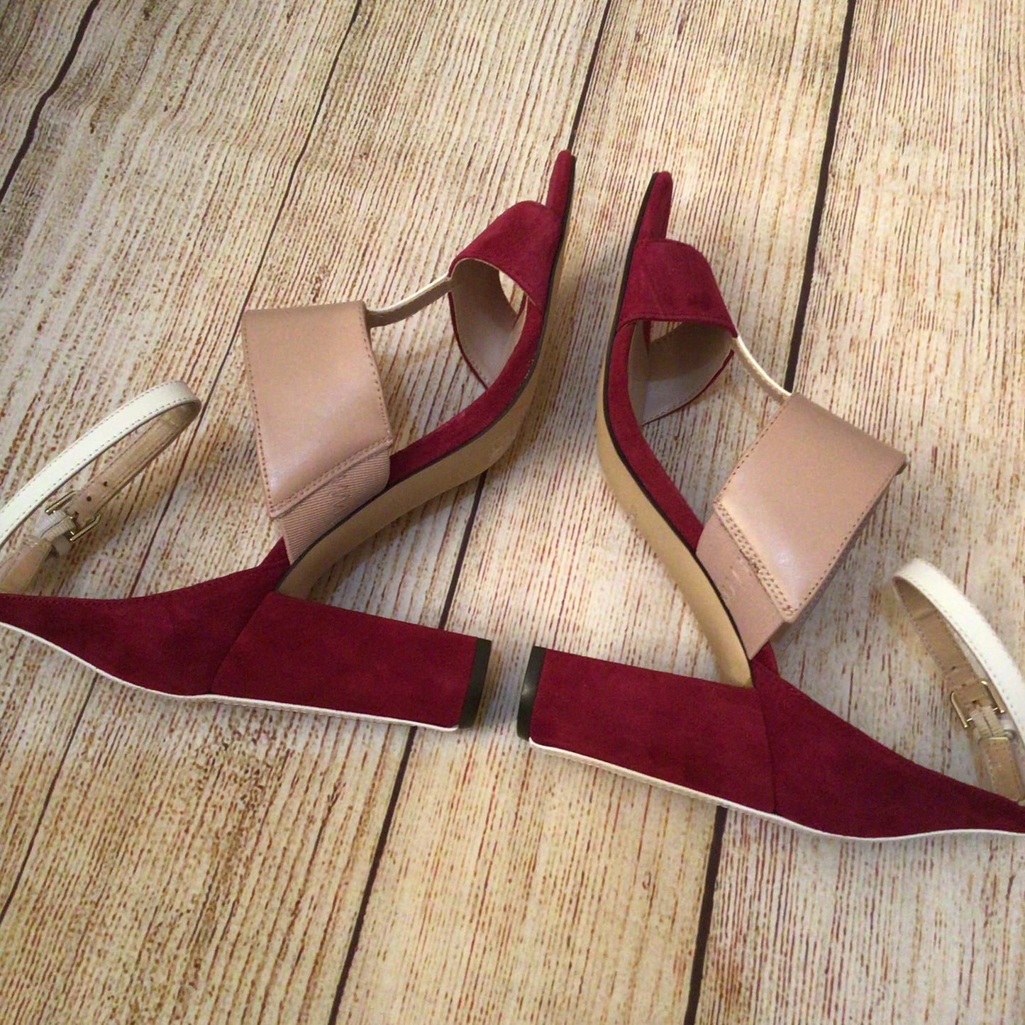 Nine West Pink Red Nohea Sling Back Sandals Heels Size 4.5 UK