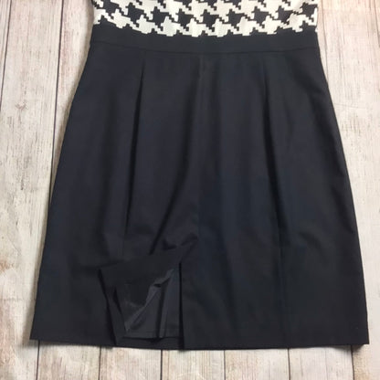 Hobbs Black & White Dogtooth Silk & Wool Blend Dress Size L (approx.)