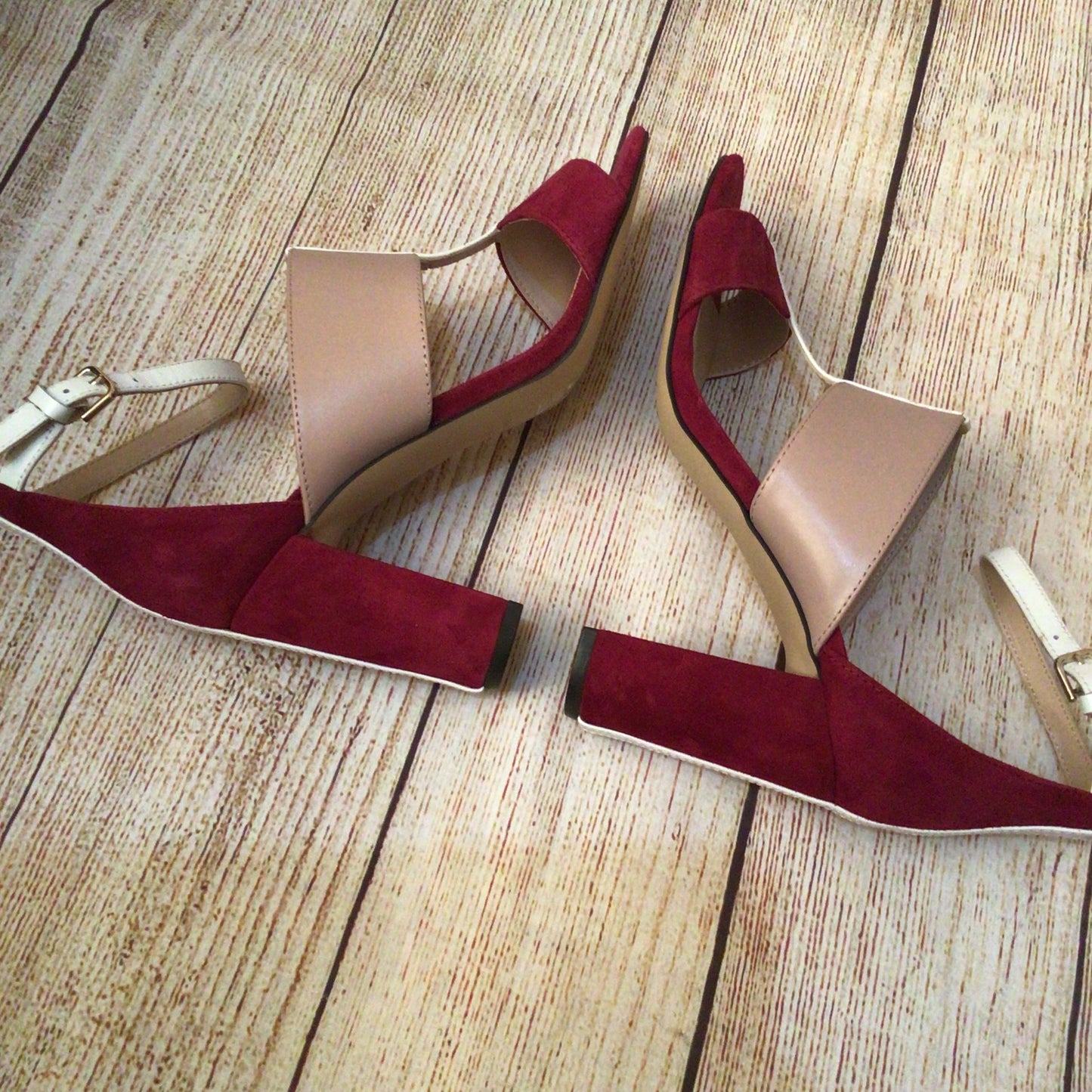 Nine West Pink Red Nohea Sling Back Sandals Heels Size 4.5 UK