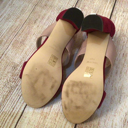 Nine West Pink Red Nohea Sling Back Sandals Heels Size 4.5 UK