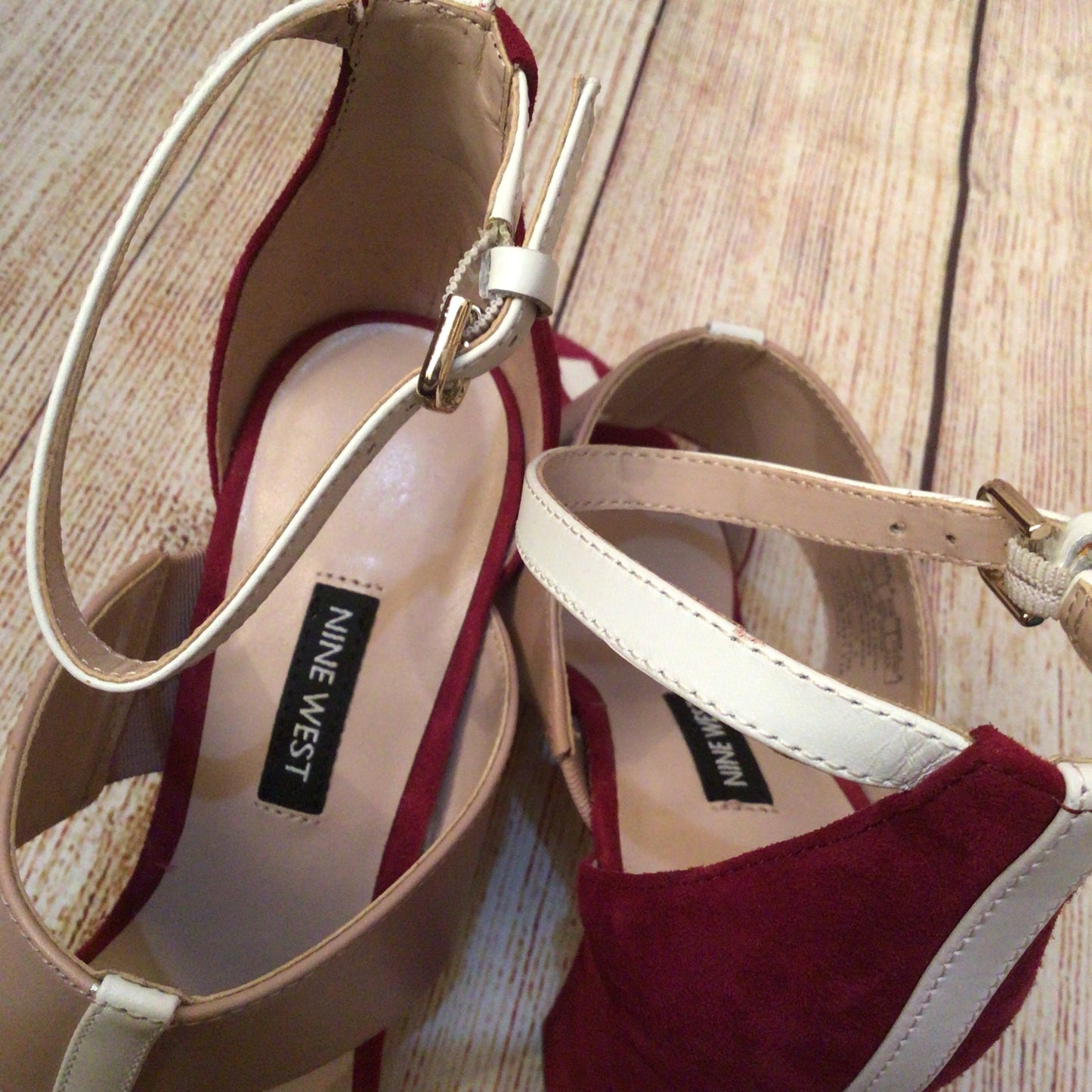 Nine West Pink Red Nohea Sling Back Sandals Heels Size 4.5 UK