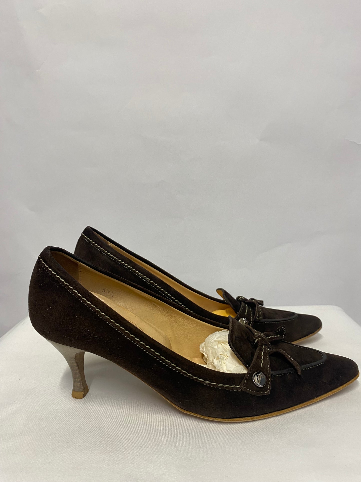 Tod's Brown Suede Pointed Pumps Heels 4.5