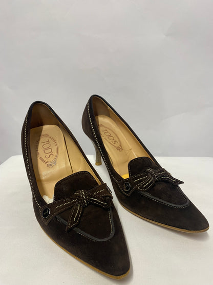 Tod's Brown Suede Pointed Pumps Heels 4.5