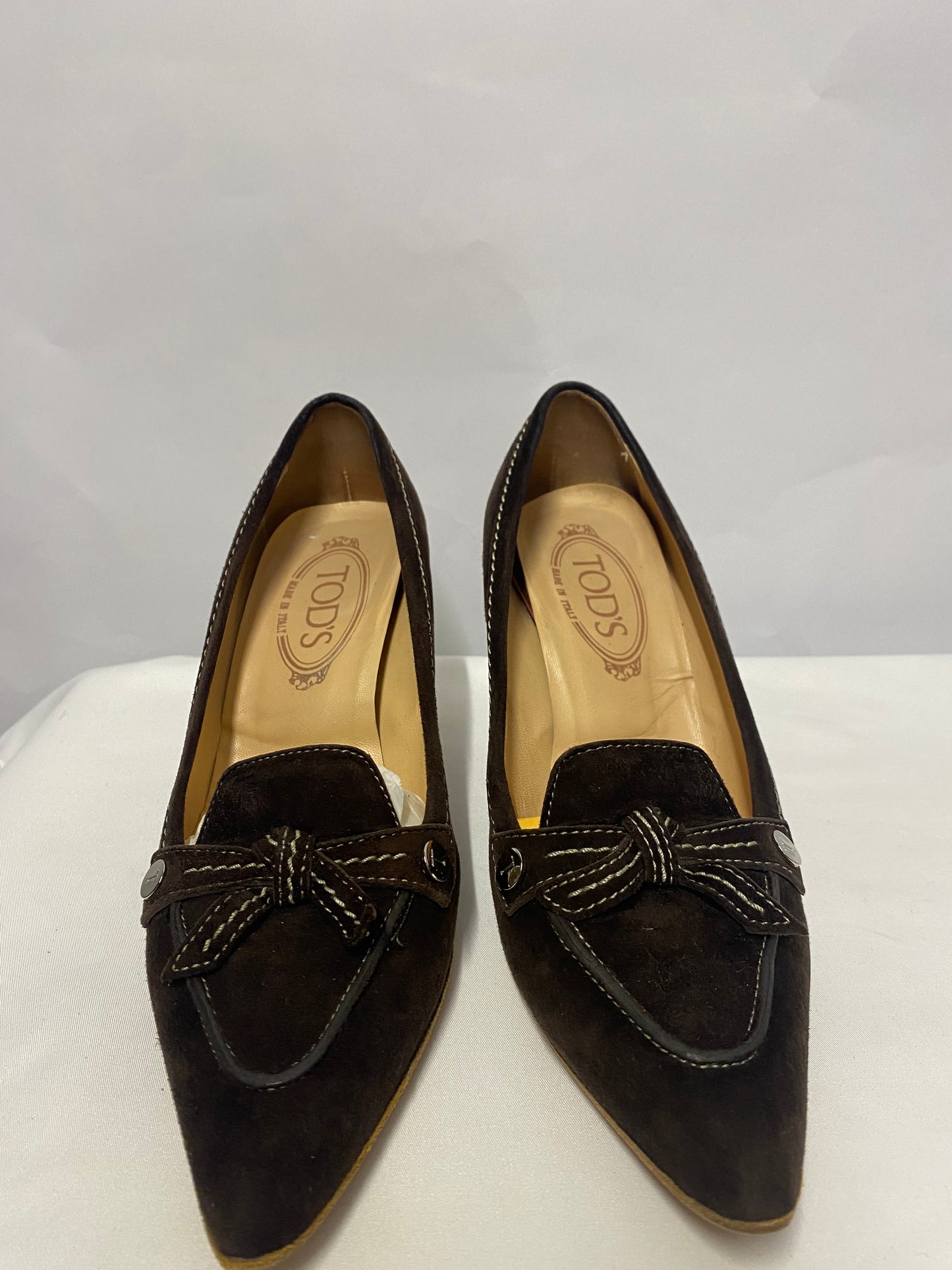 Tod's Brown Suede Pointed Pumps Heels 4.5