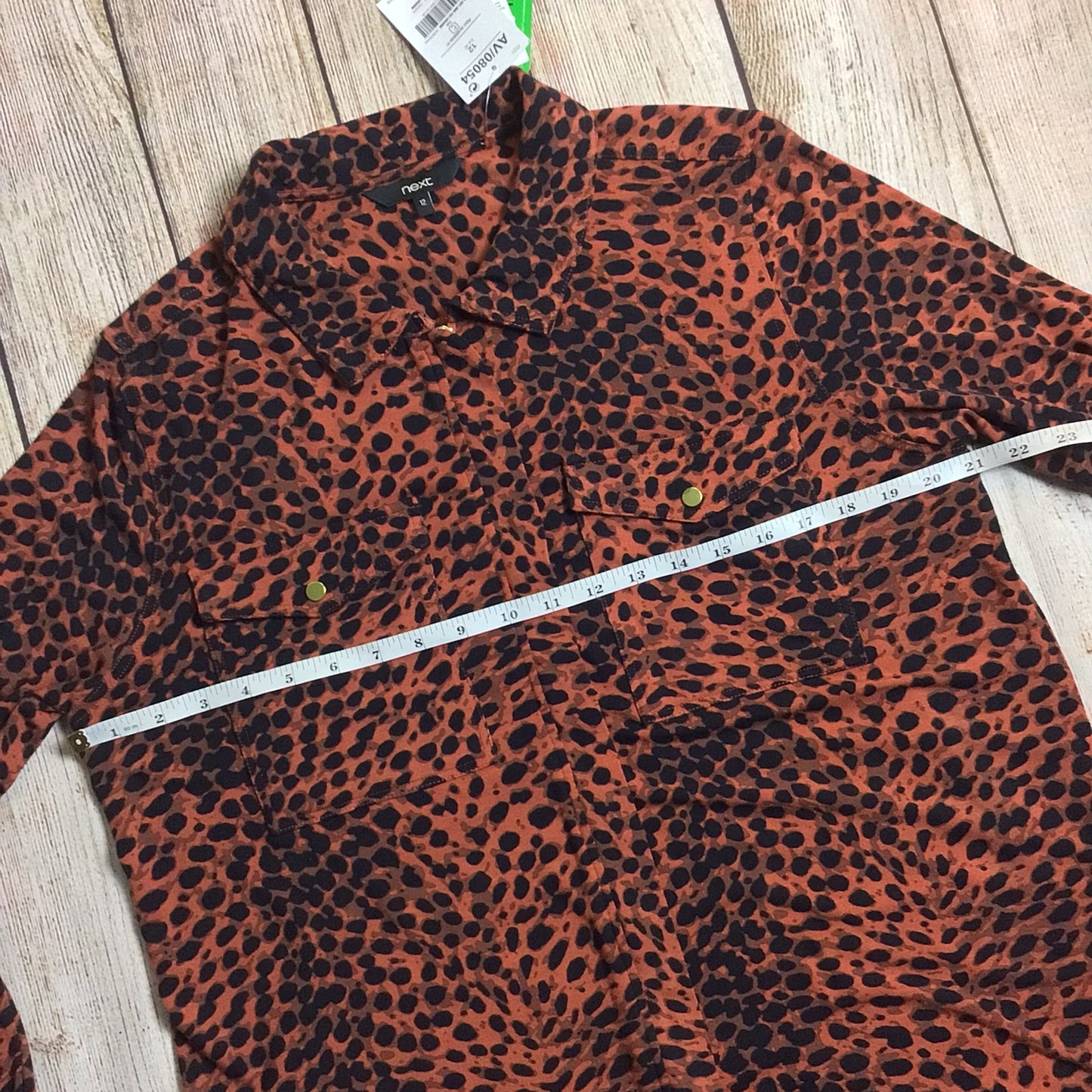 BNWT Next Black & Brown Animal Print Zip Up Blouse RRP £30 Size 12