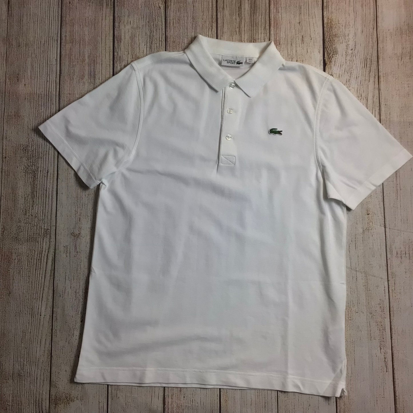 Lacoste White Short Sleeve 100% Cotton Polo w/Croc Logo Shirt Size L