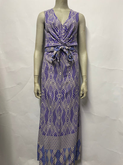 Seraphine Blue and Cream Aztec Print Maternity Maxi Dress 8
