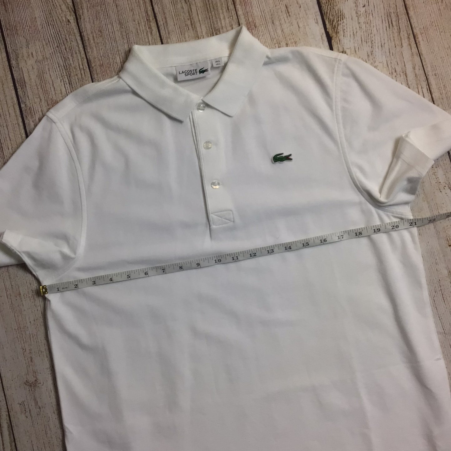 Lacoste White Short Sleeve 100% Cotton Polo w/Croc Logo Shirt Size L