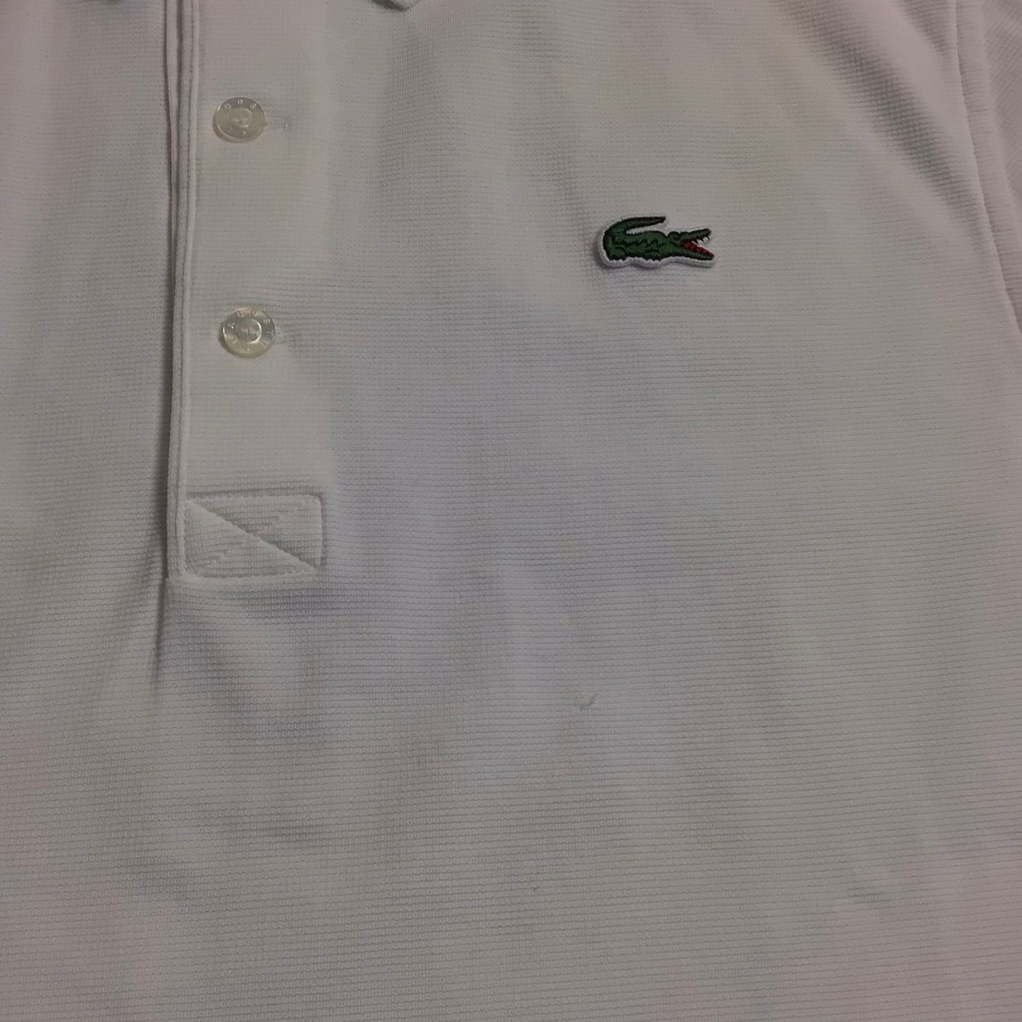 Lacoste White Short Sleeve 100% Cotton Polo w/Croc Logo Shirt Size L