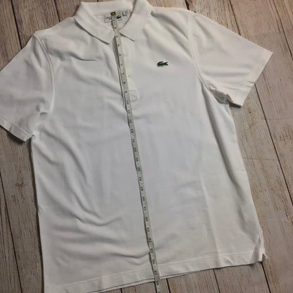 Lacoste White Short Sleeve 100% Cotton Polo w/Croc Logo Shirt Size L