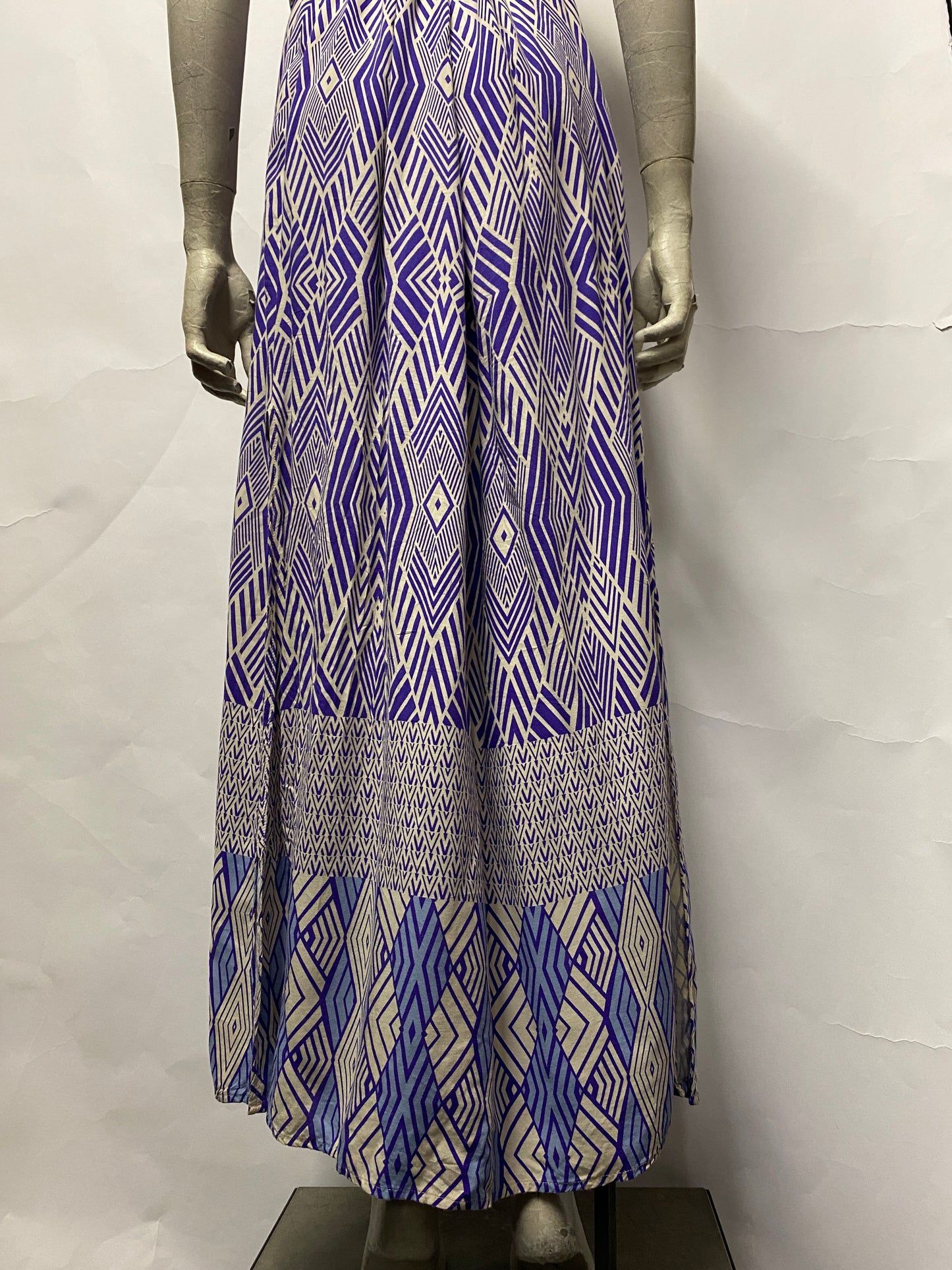 Seraphine Blue and Cream Aztec Print Maternity Maxi Dress 8