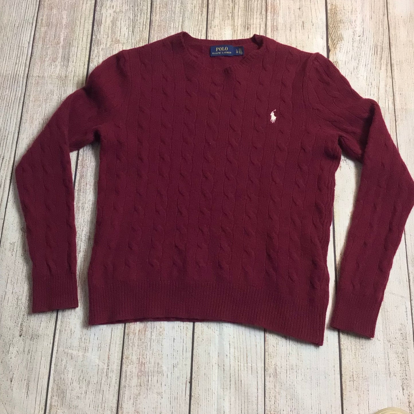 Polo Ralph Lauren Maroon Wool & Cashmere Blend Jumper Size L