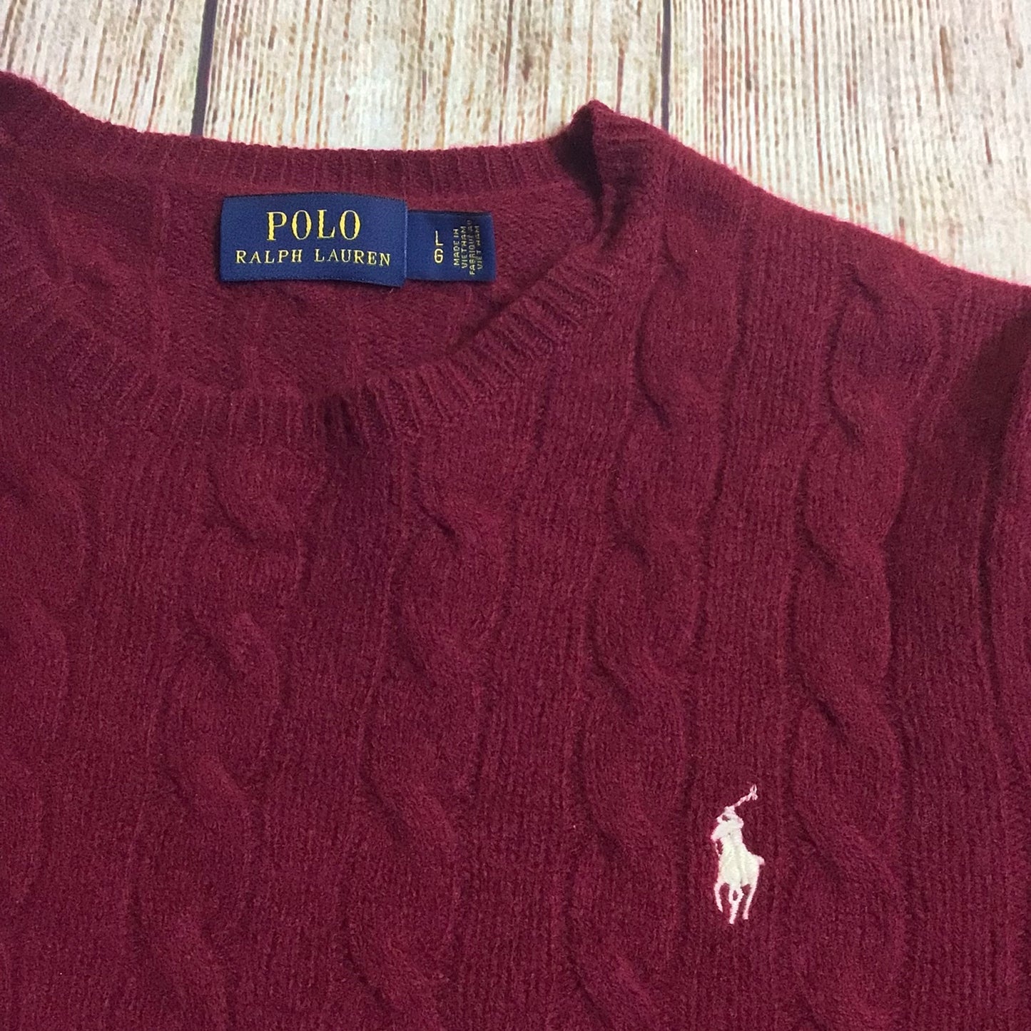 Polo Ralph Lauren Maroon Wool & Cashmere Blend Jumper Size L