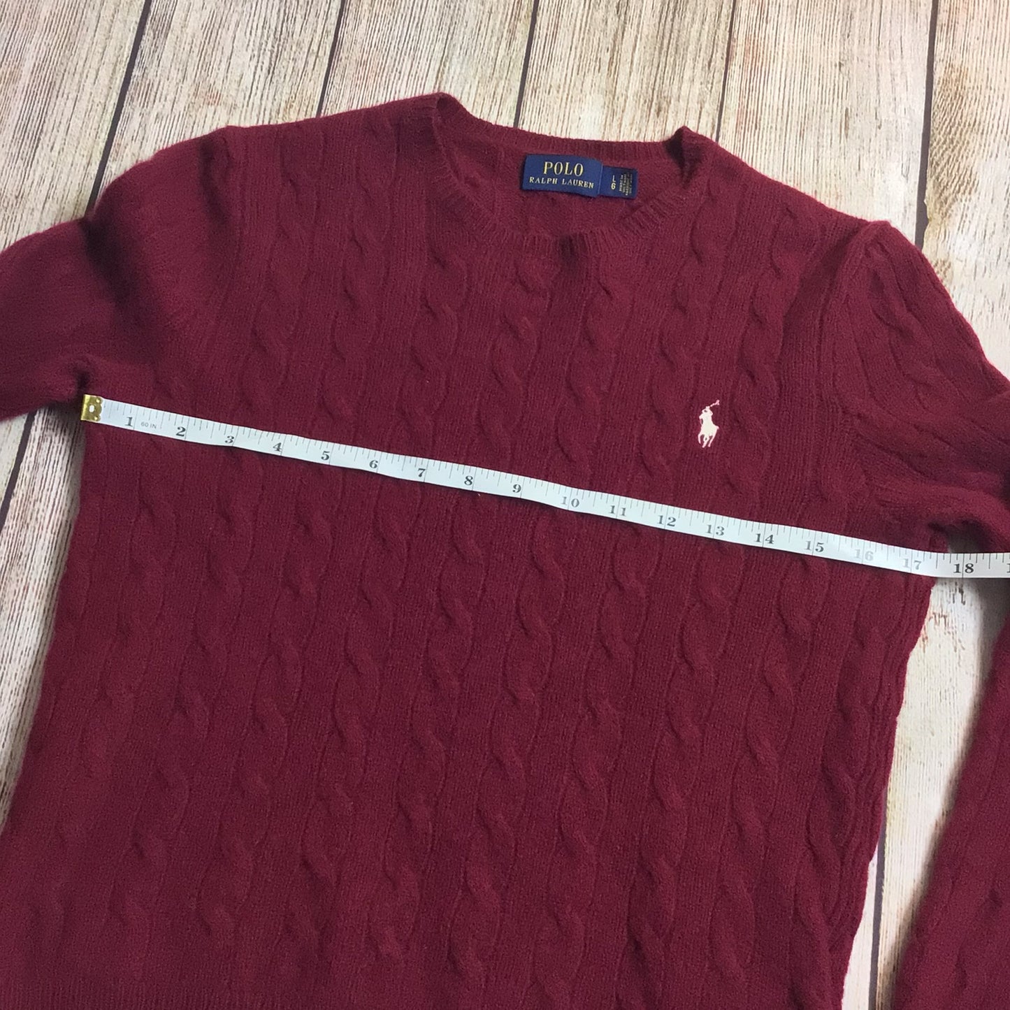 Polo Ralph Lauren Maroon Wool & Cashmere Blend Jumper Size L