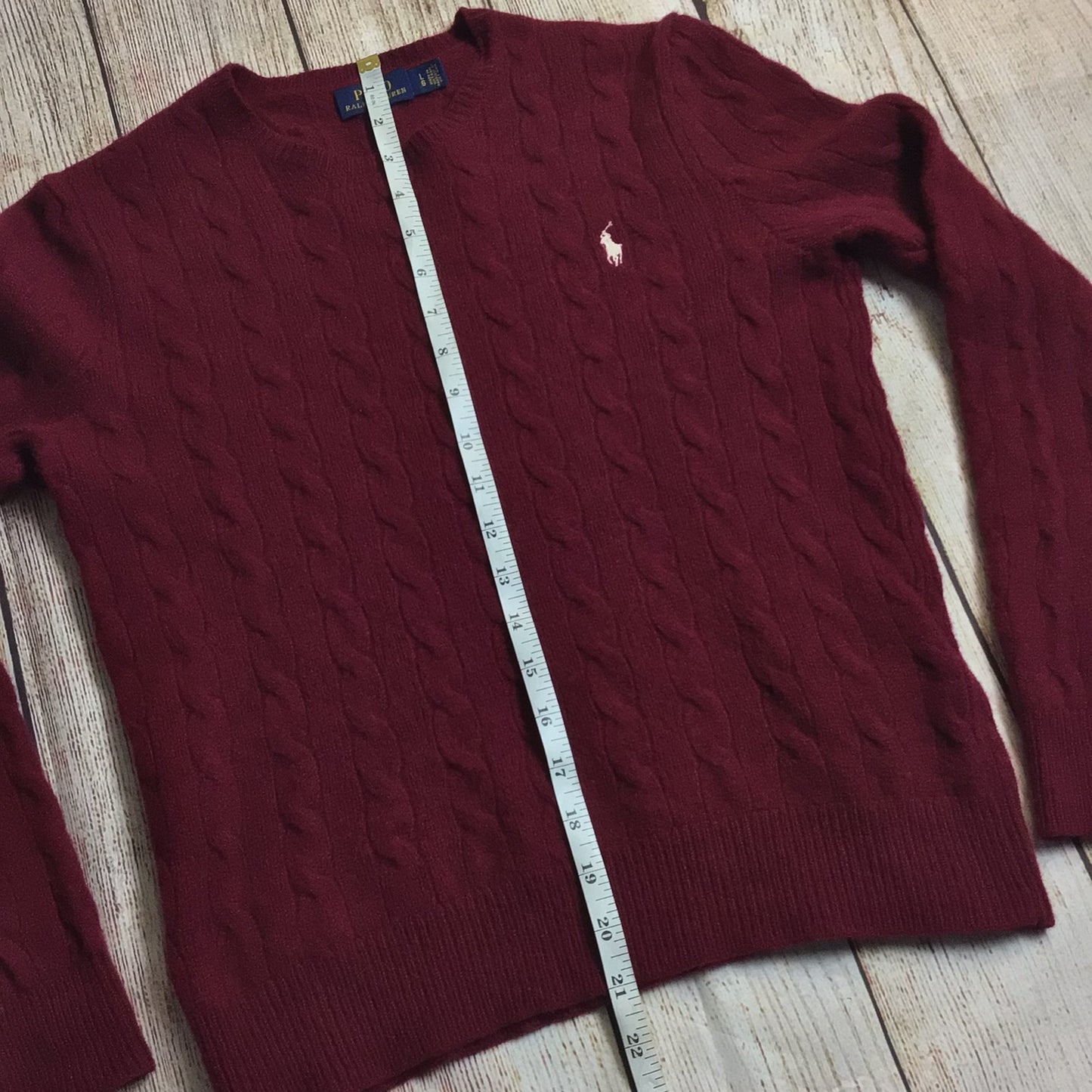 Polo Ralph Lauren Maroon Wool & Cashmere Blend Jumper Size L