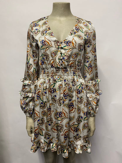 Maje Multicoloured Ruffled Paisley Mini Dress 6